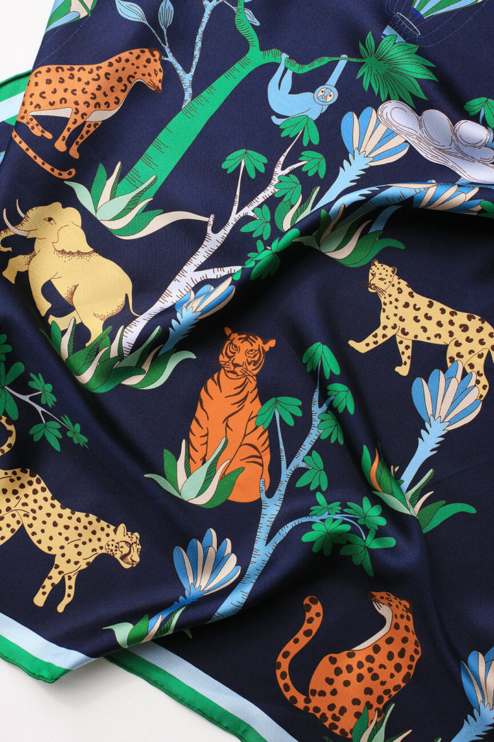 Jungle Carnival Double Sided Silk Scarf