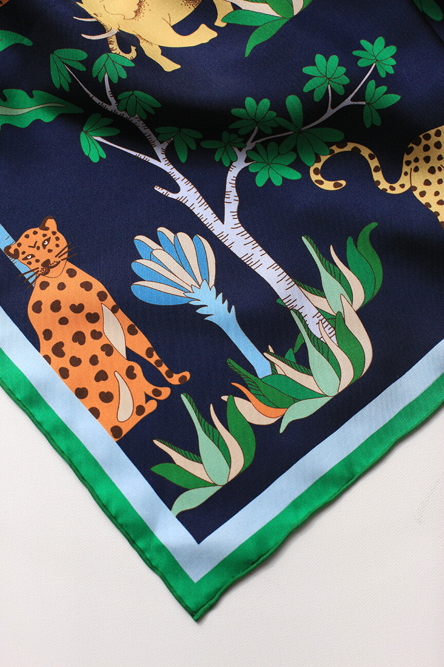 Jungle Carnival Double Sided Silk Scarf