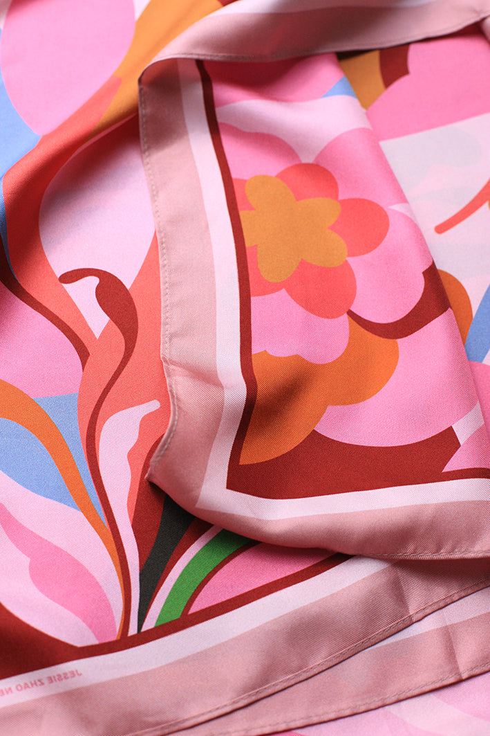 Petal Mirage Oblong Silk Scarf