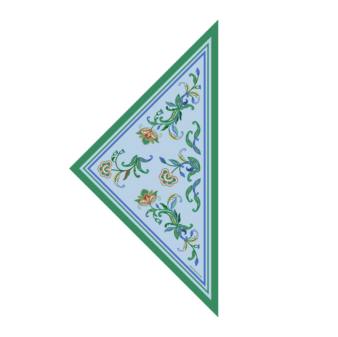 Aqua Paisley Triangle Silk Scarf