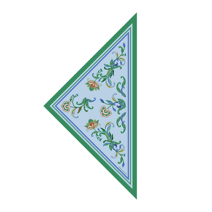 Aqua Paisley Triangle Silk Scarf