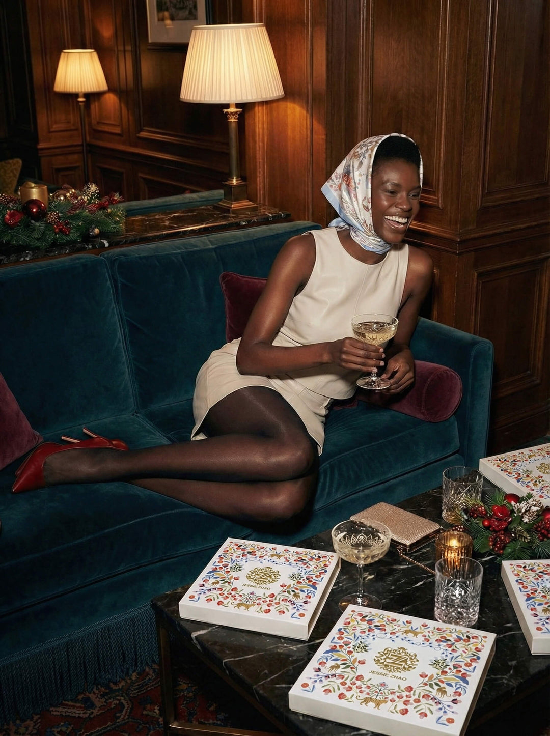 Baroque Blossom Double Sided Silk Scarf