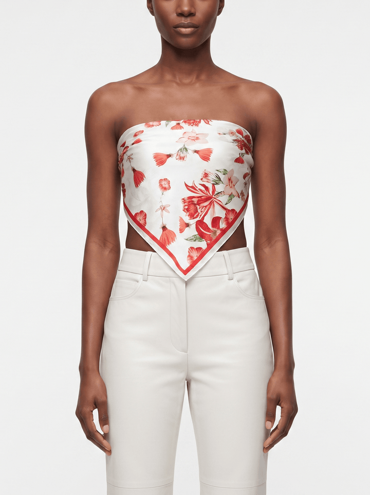 Coral Bloom Double Sided Silk Scarf