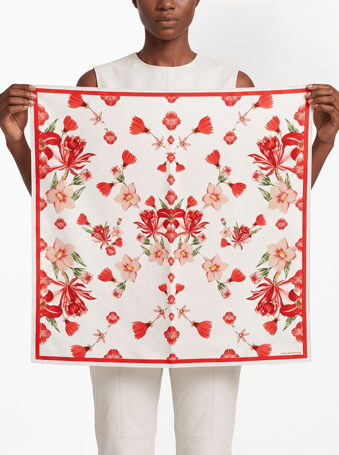Coral Bloom Double Sided Silk Scarf