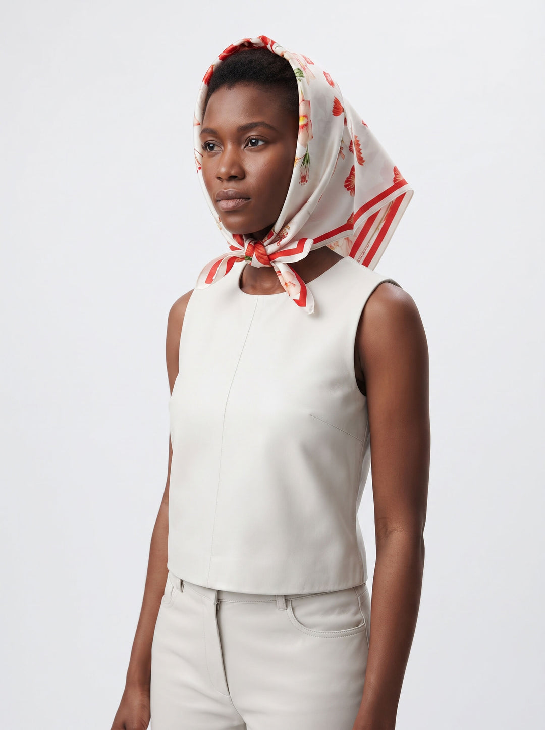 Coral Bloom Double Sided Silk Scarf