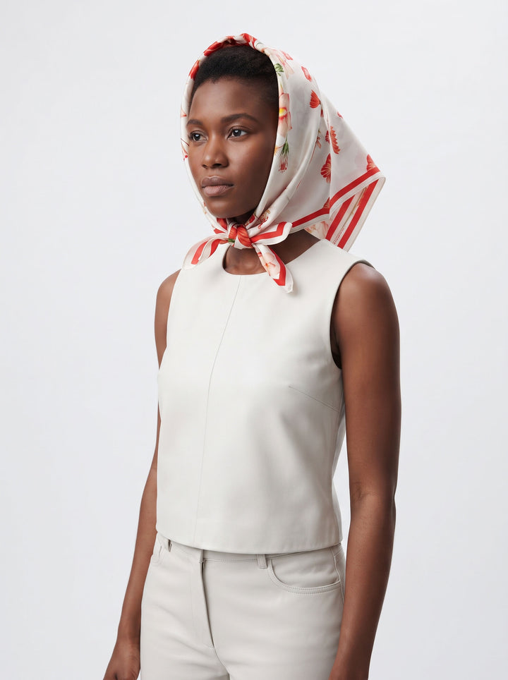 Coral Bloom Double Sided Silk Scarf