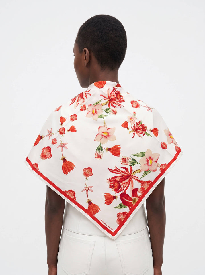 Coral Bloom Double Sided Silk Scarf