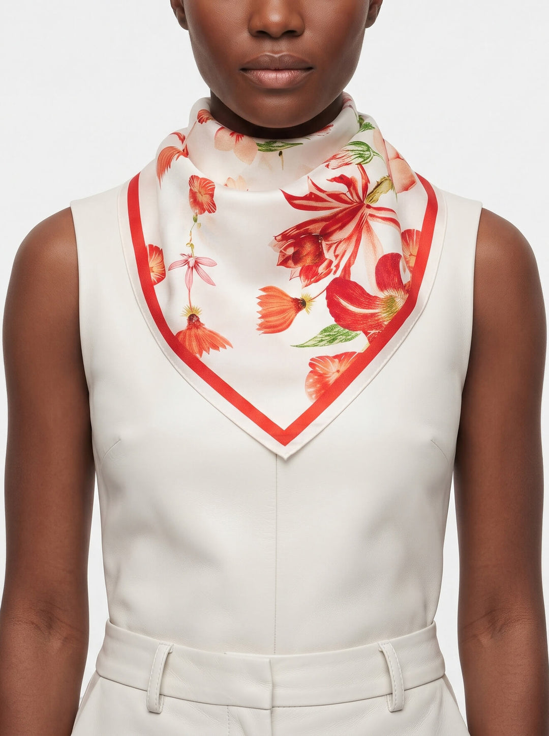 Coral Bloom Double Sided Silk Scarf