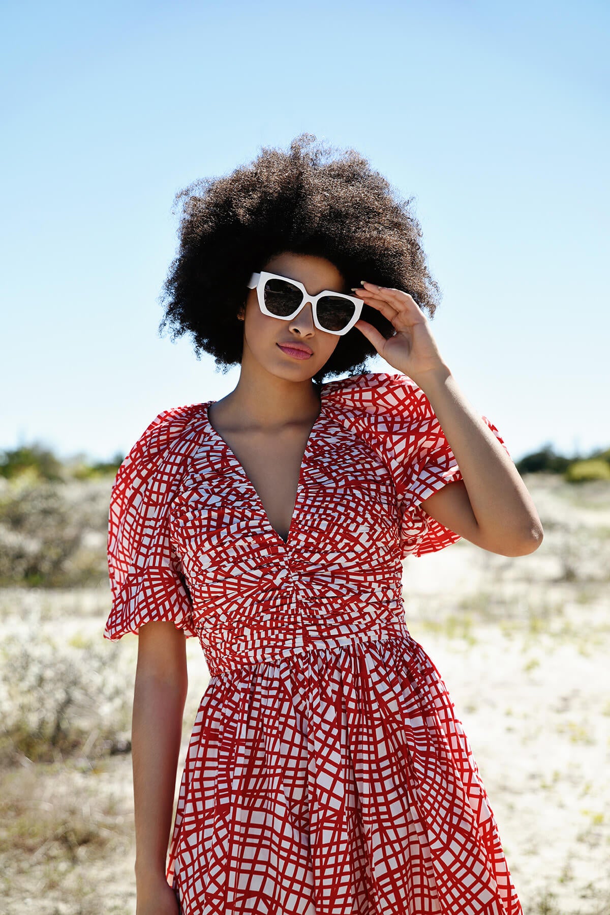 Red gingham sale wrap dress