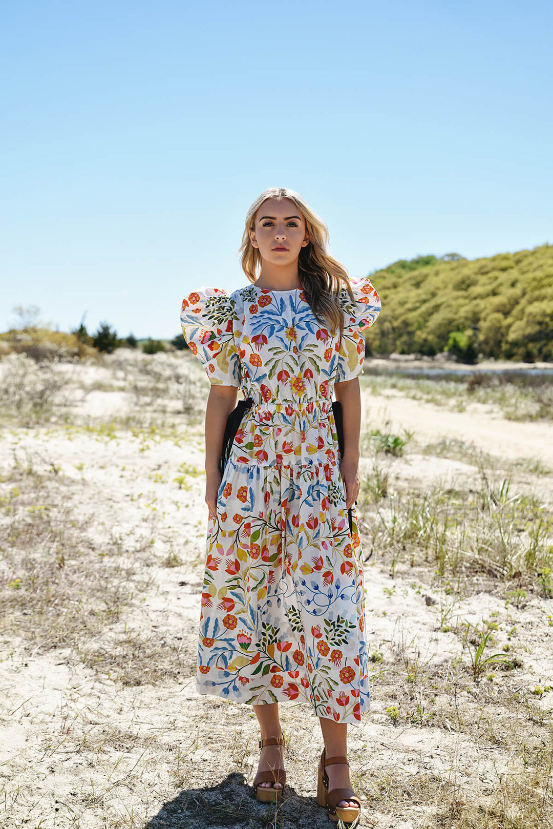 Summer Flower Cotton Midi Dress
