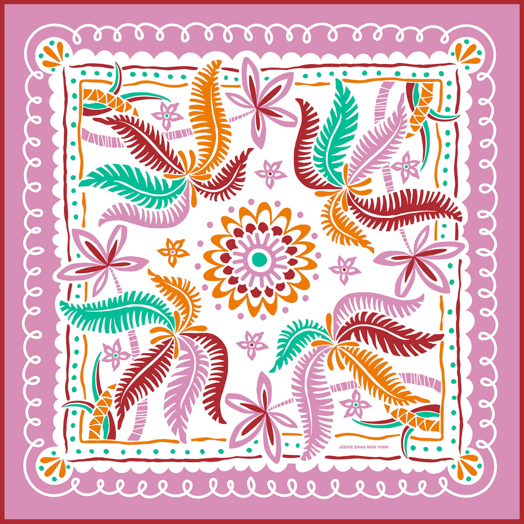 Dancing Palms Double Sided Silk Scarf