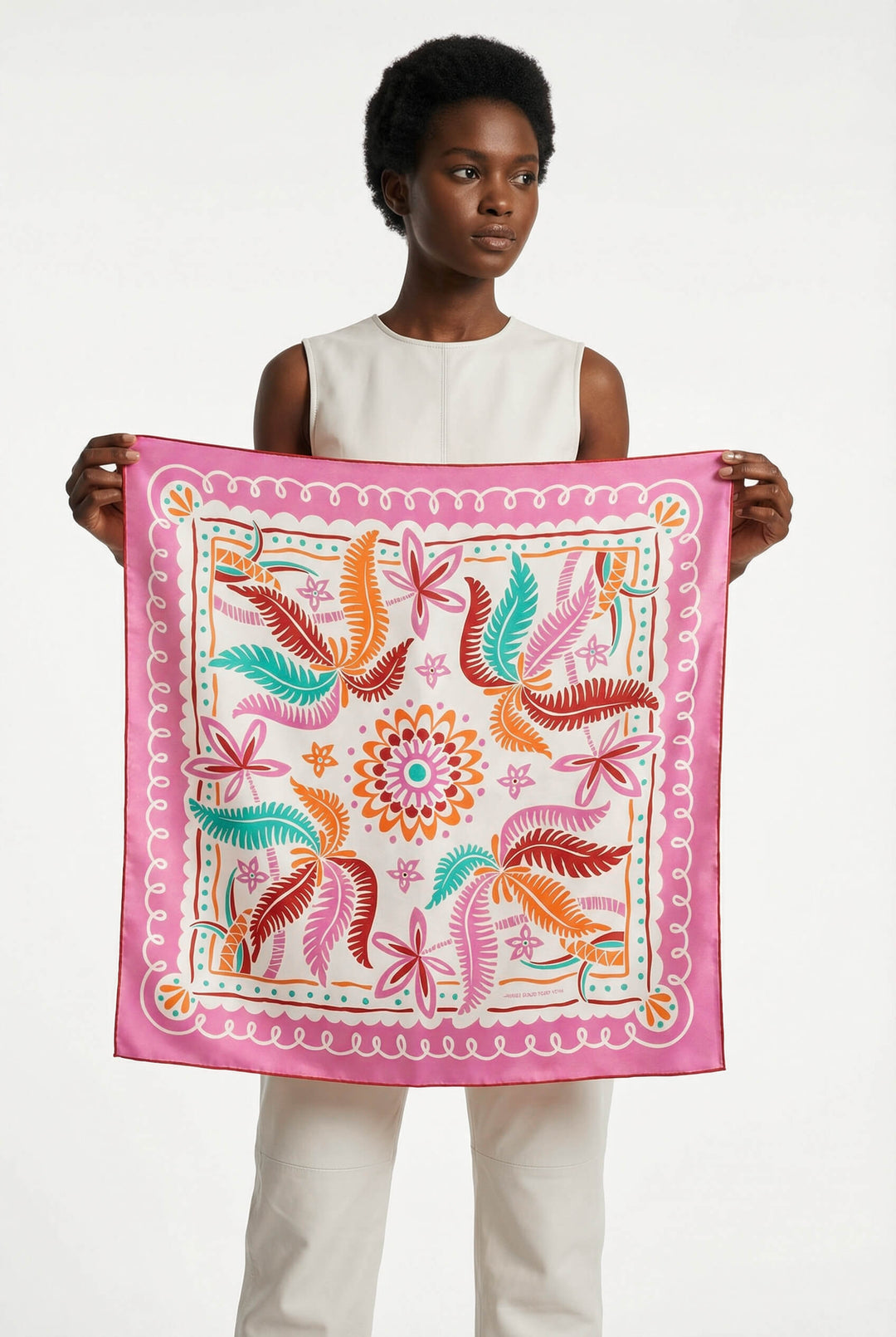 Dancing Palms Double Sided Silk Scarf
