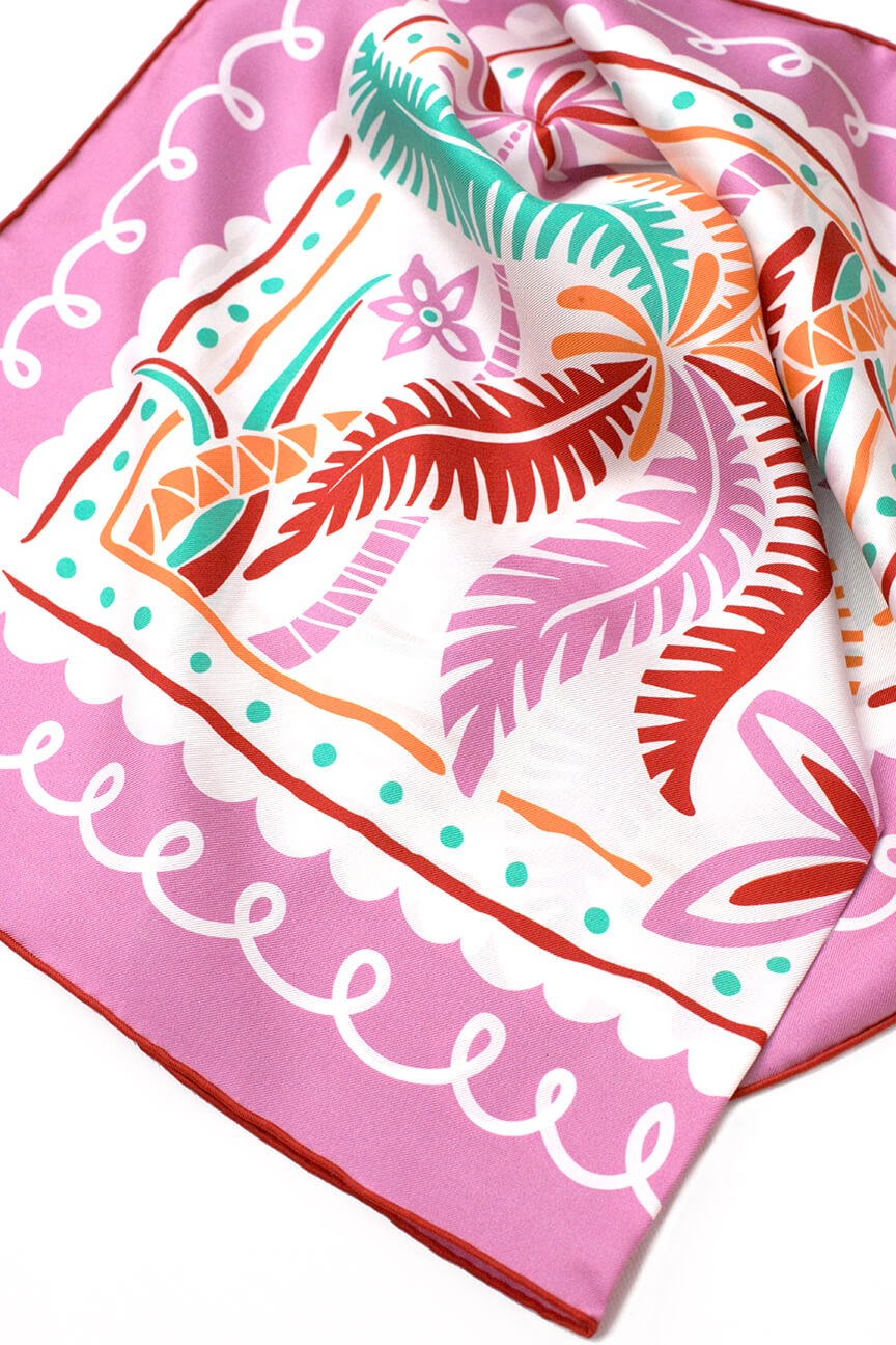 Dancing Palms Double Sided Silk Scarf