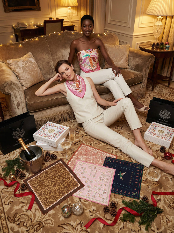 Dancing Palms Double Sided Silk Scarf