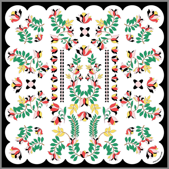 Double Sided Silk Scarf Floral Parade