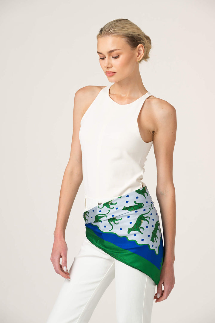 Emerald Safari Double Sided Silk Scarf