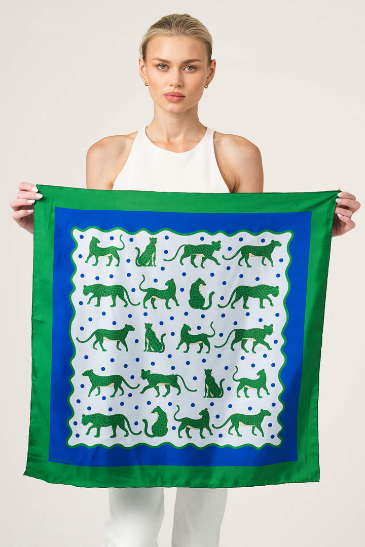 Emerald Safari Double Sided Silk Scarf