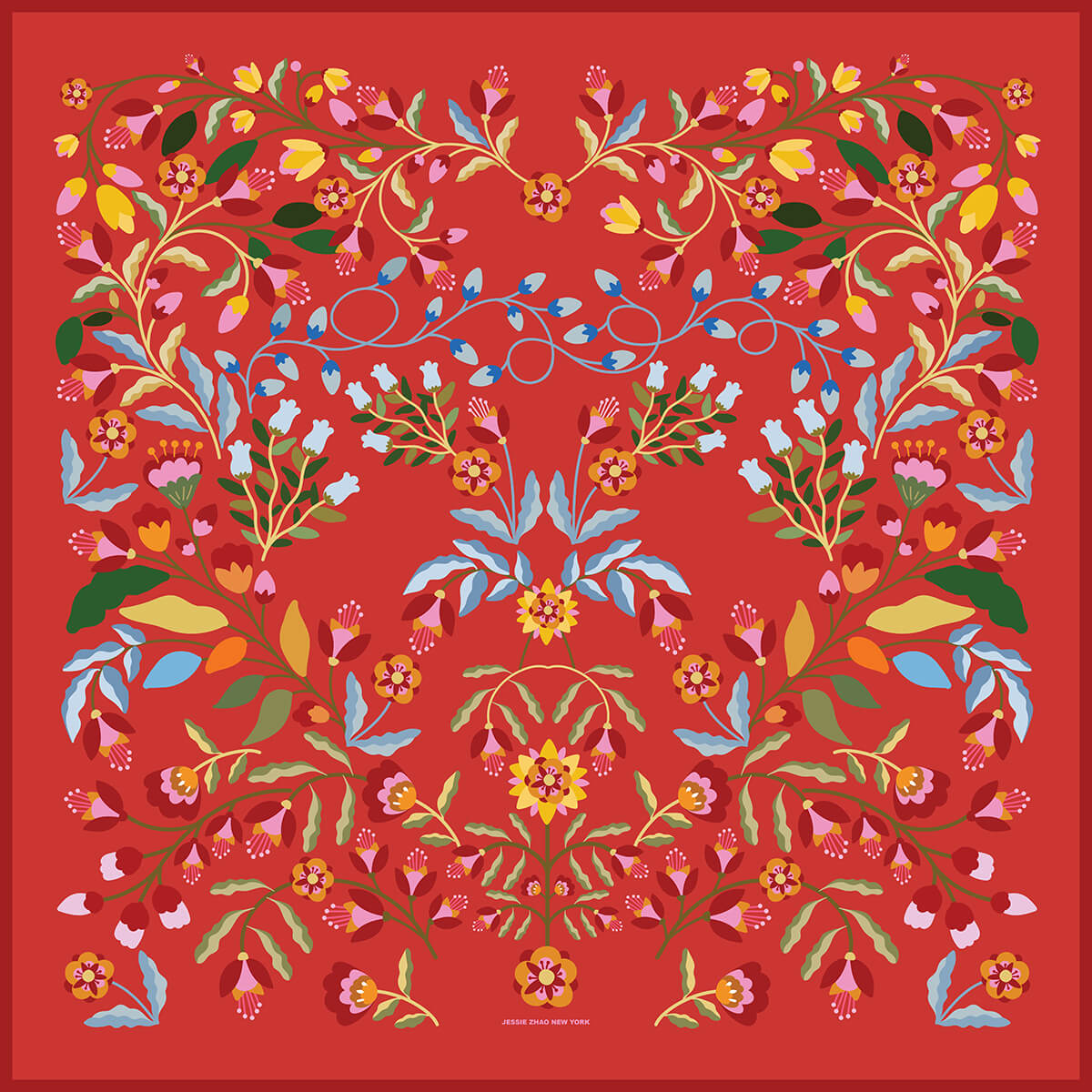 Festival Flora Double Sided Silk Scarf