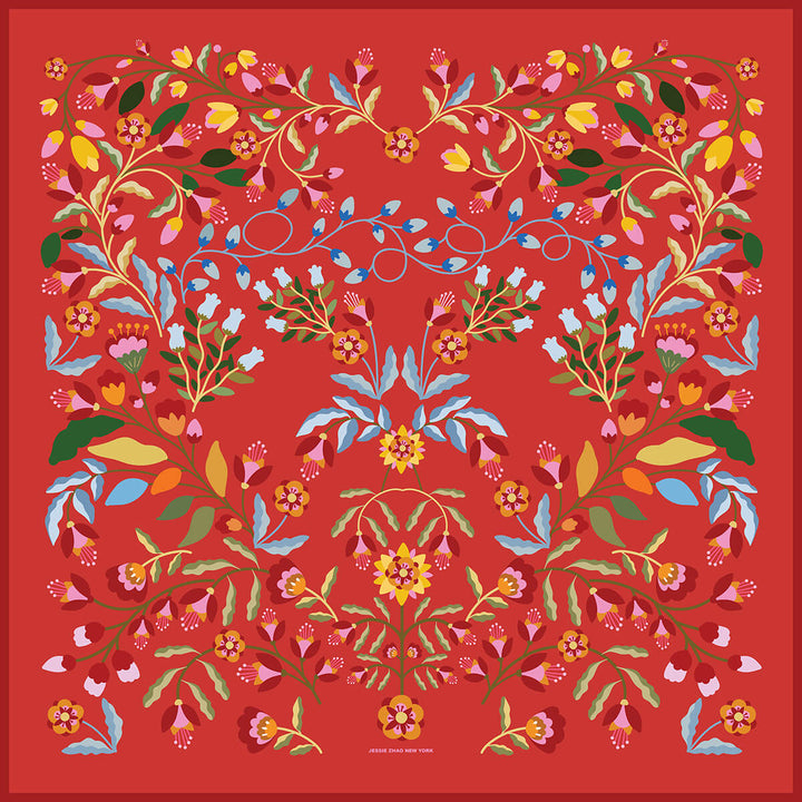 Festival Flora Double Sided Silk Scarf