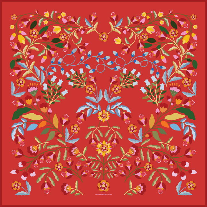 Festival Flora Double Sided Silk Scarf