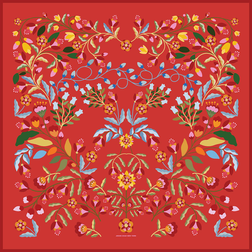 Festival Flora Double Sided Silk Scarf