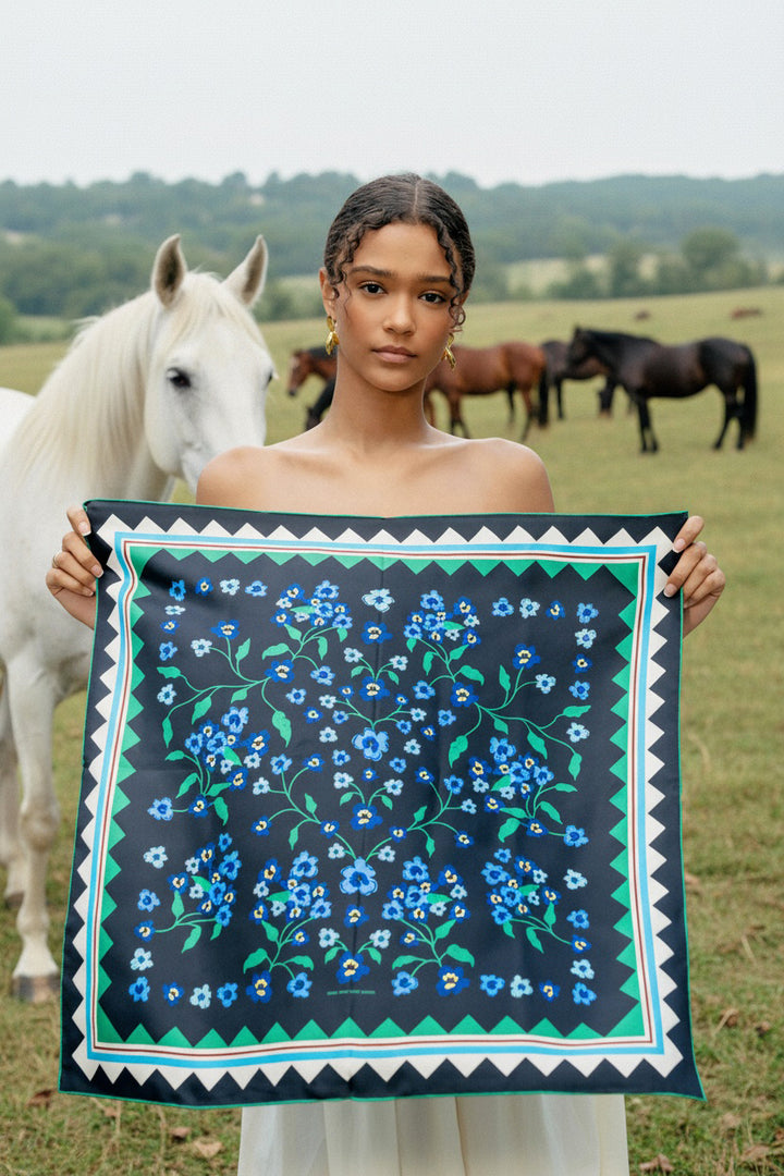 Garden Nocturne Double Sided Silk Scarf