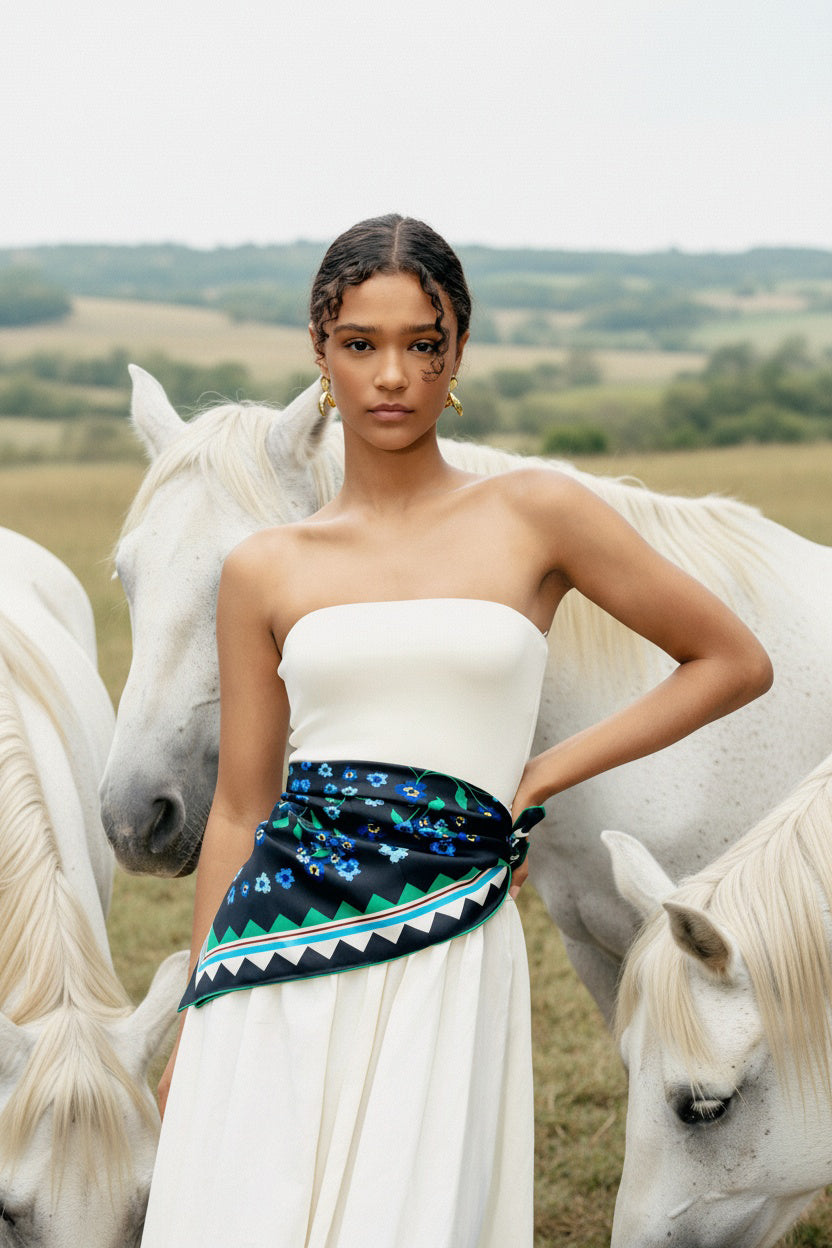 Garden Nocturne Double Sided Silk Scarf