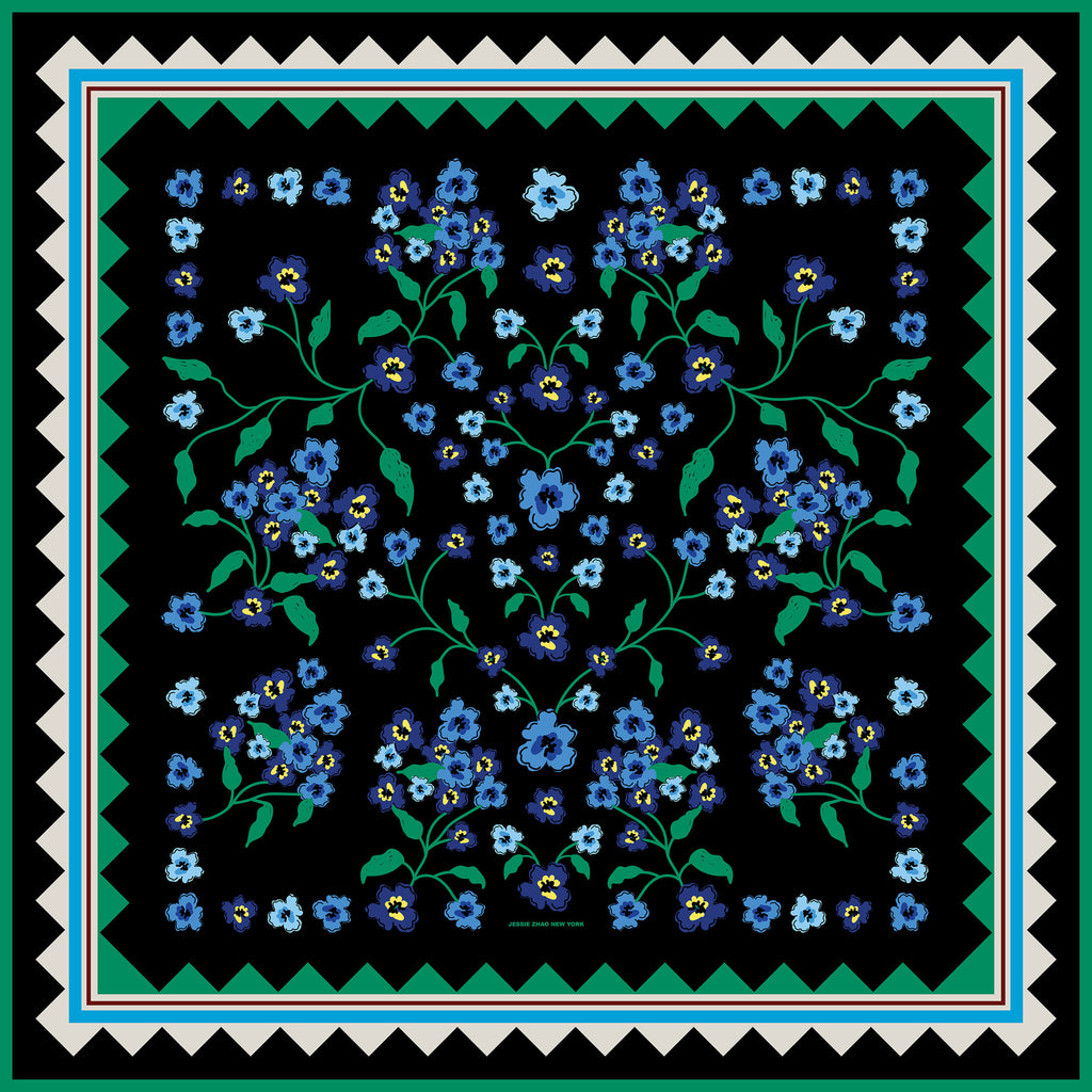 Garden Nocturne Double Sided Silk Scarf