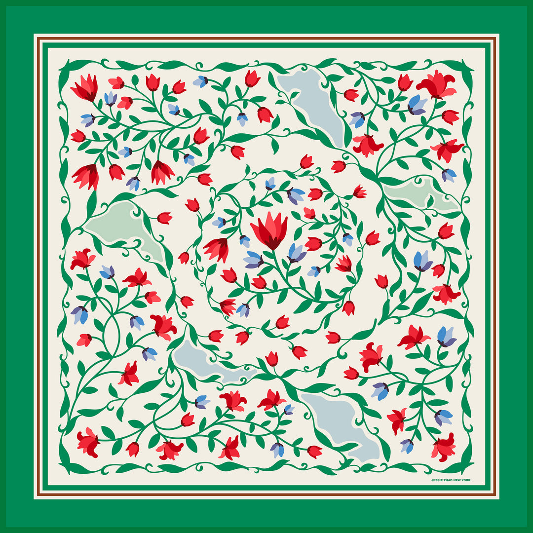 Green Valley Double Sided Silk Scarf