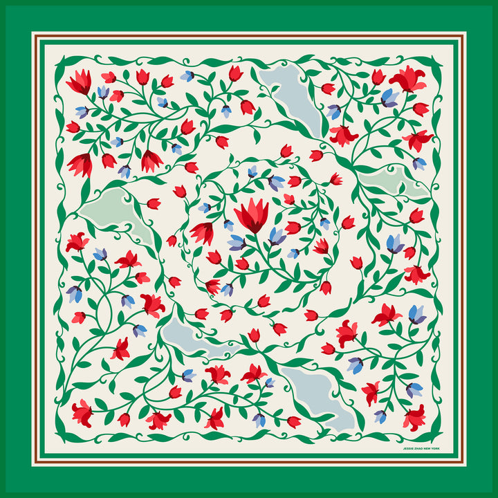 Green Valley Double Sided Silk Scarf