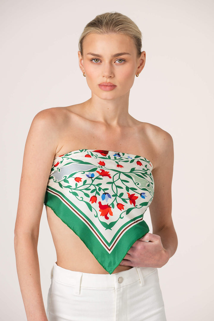 Green Valley Double Sided Silk Scarf