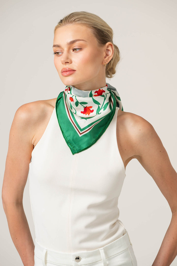 Green Valley Double Sided Silk Scarf