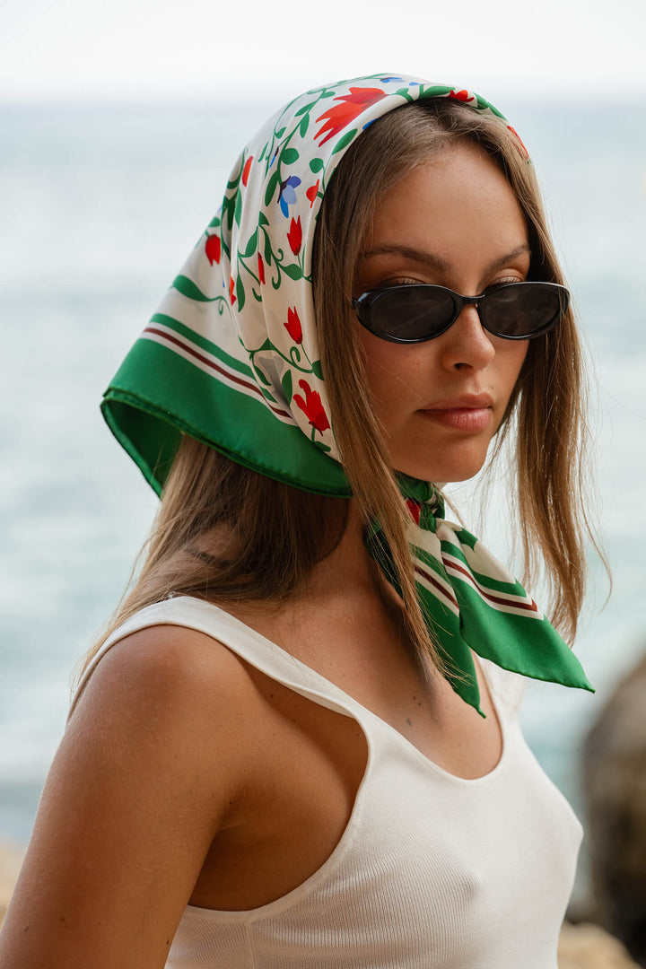 Green Valley Double Sided Silk Scarf