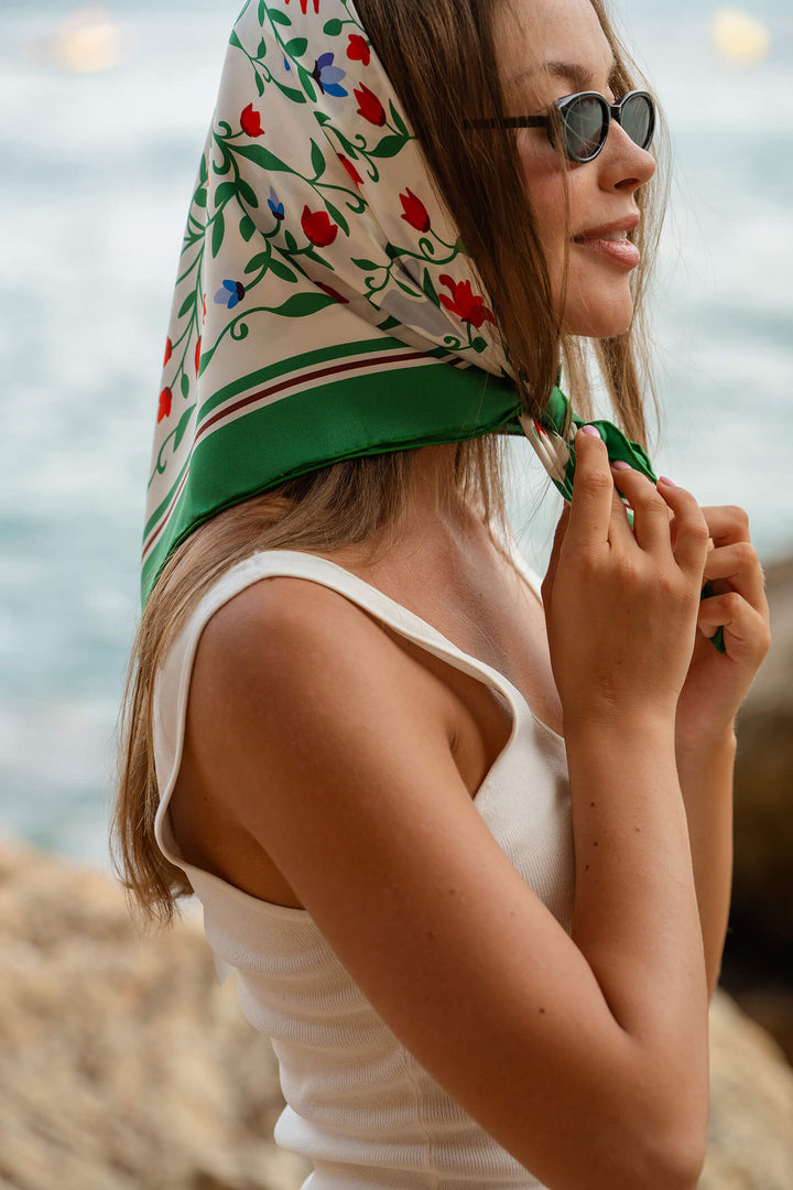 Green Valley Double Sided Silk Scarf