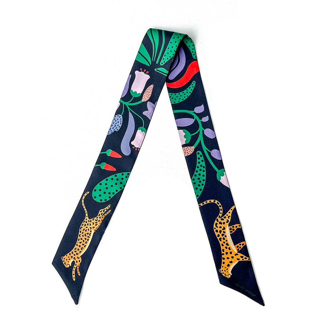Silk Skinny Scarf Jungle Night