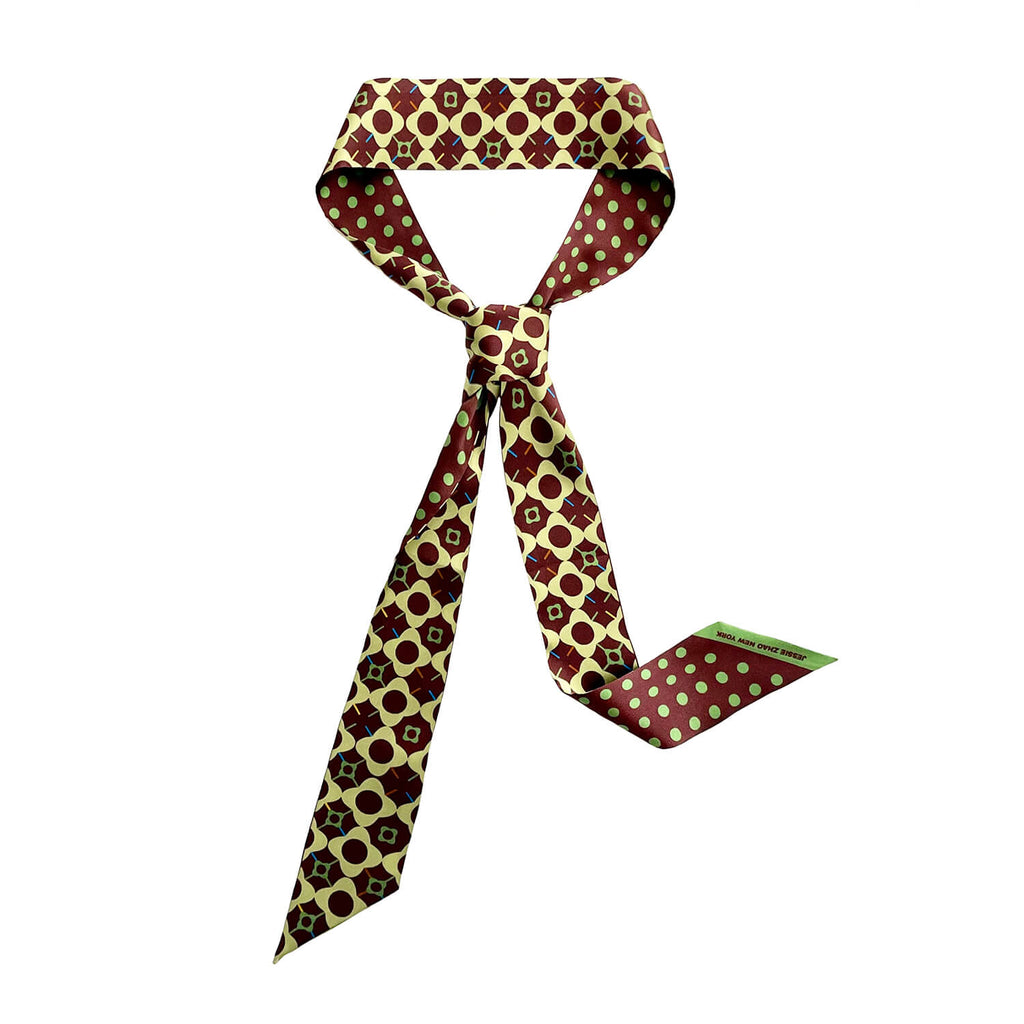 Silk Skinny Scarf Polka Dot Bloom