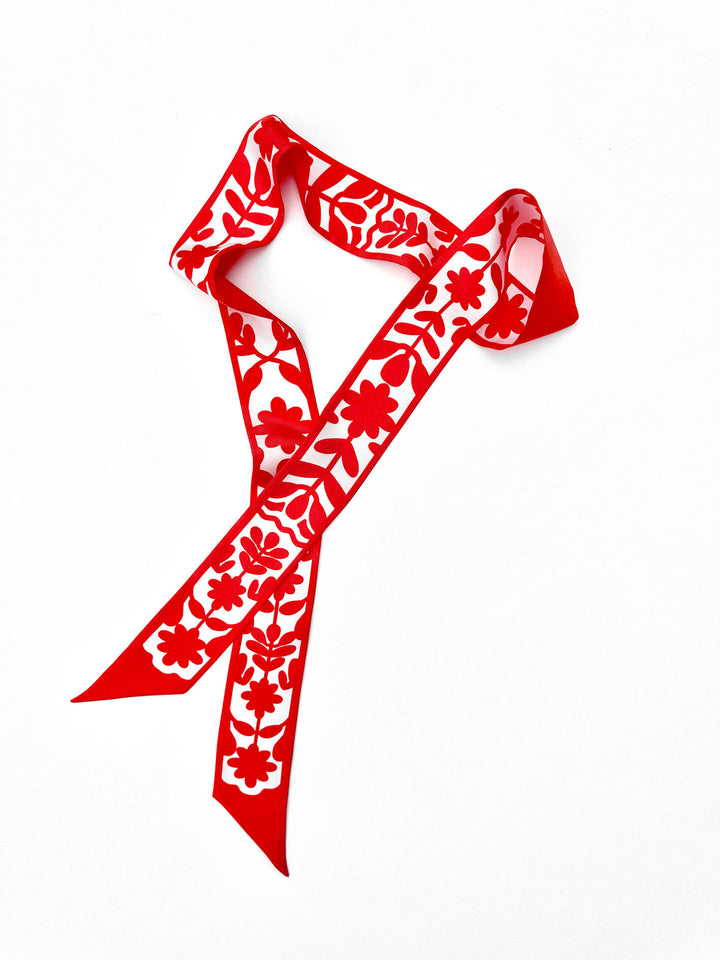Silk Skinny Scarf Red Blessing