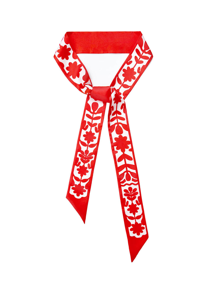 Silk Skinny Scarf Red Blessing