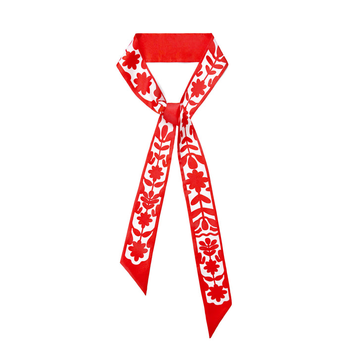 Silk Skinny Scarf Red Blessing