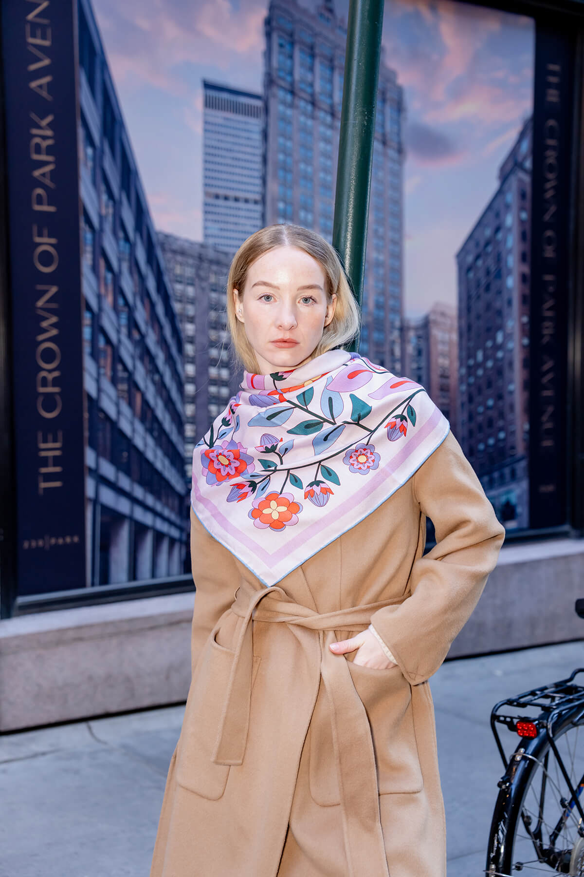 Double Sided Wool Silk Scarf Of Pink Garden