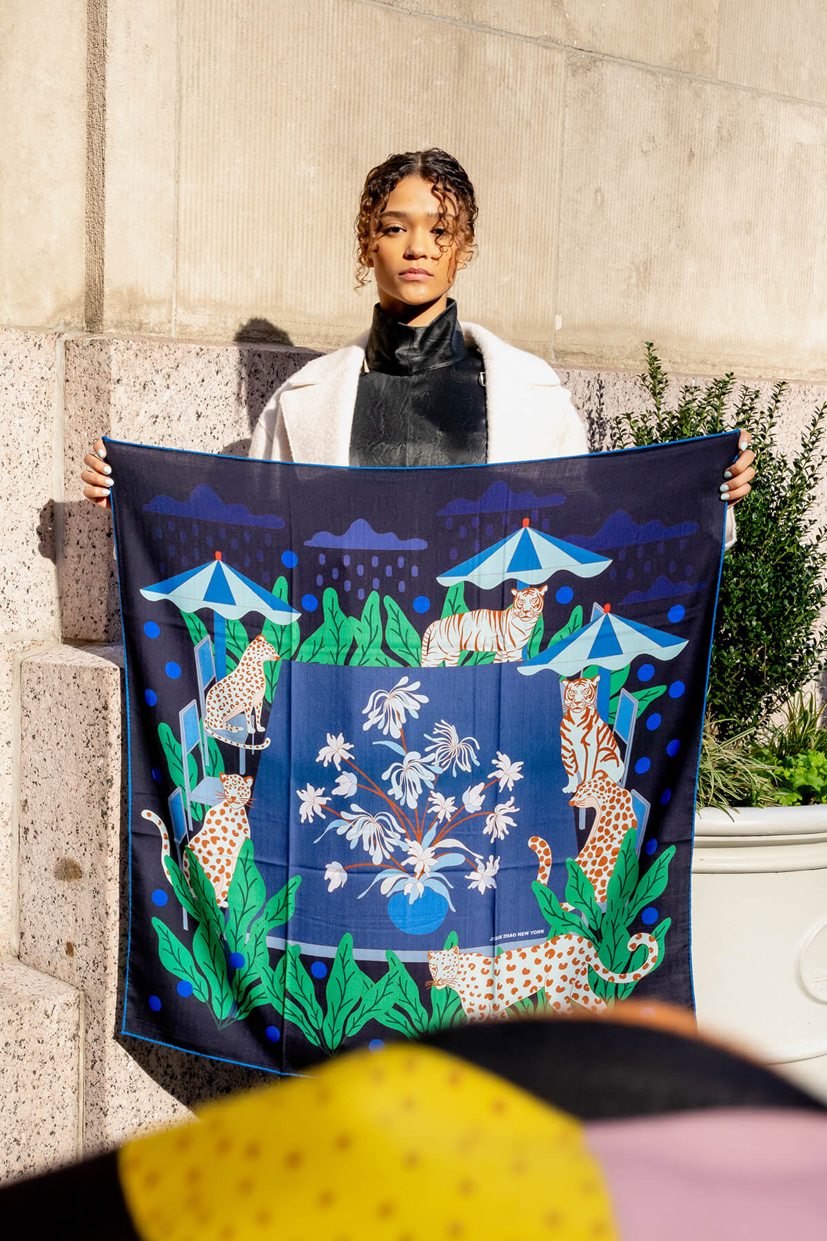 Double Sided Wool Silk Scarf Of Night Banquet