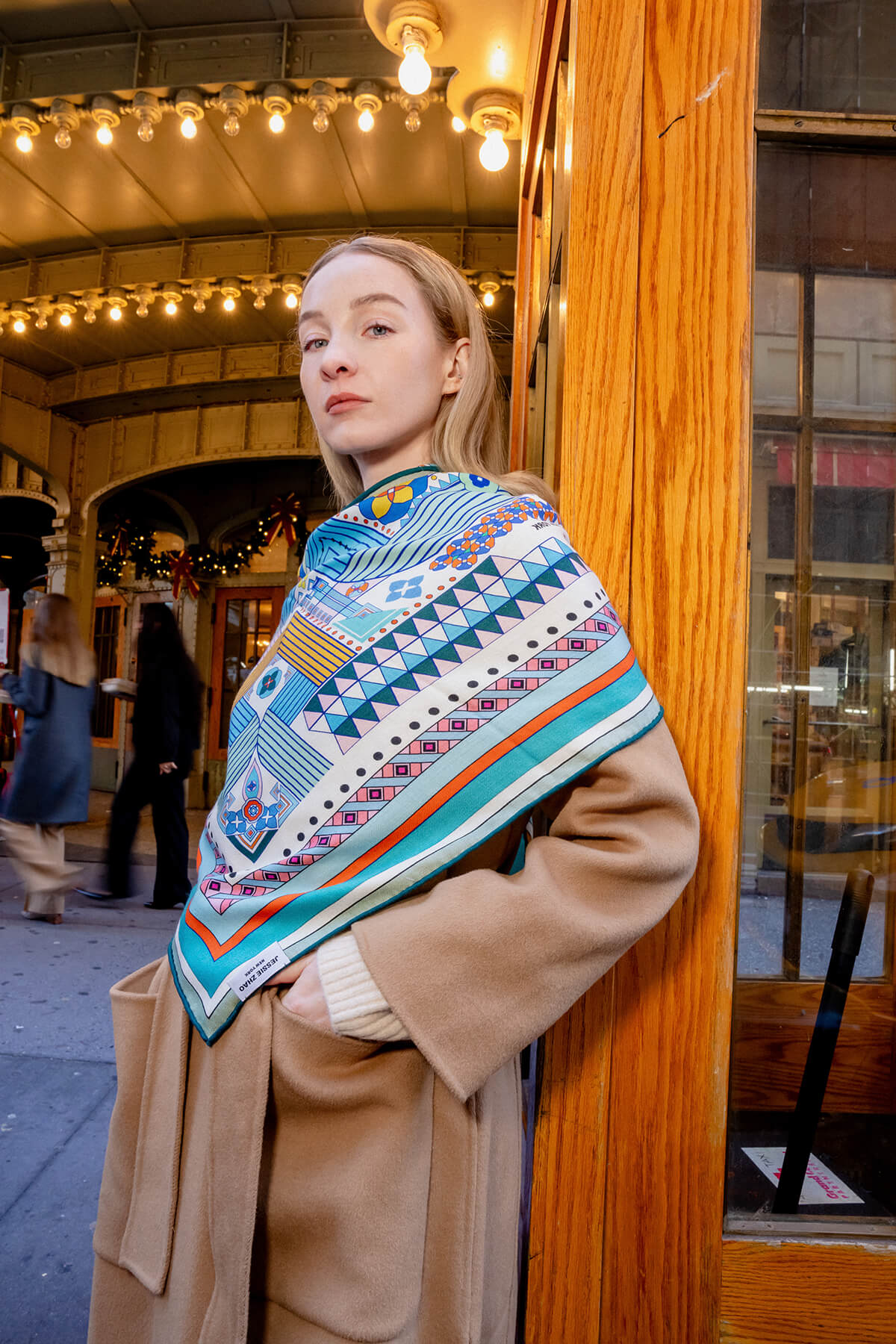 JUNTAE KIM 24aw SCARF NEWSBOY CAP千鳥格子 Double Sided Wool Silk Triangle Scarf Of Shapes Reconstruction