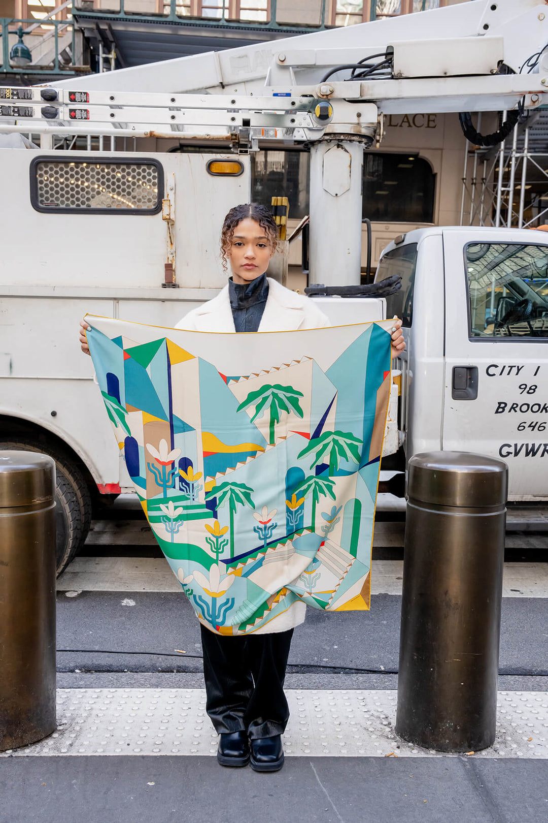 Double Sided Wool Silk Scarf Of Tropical Breeze