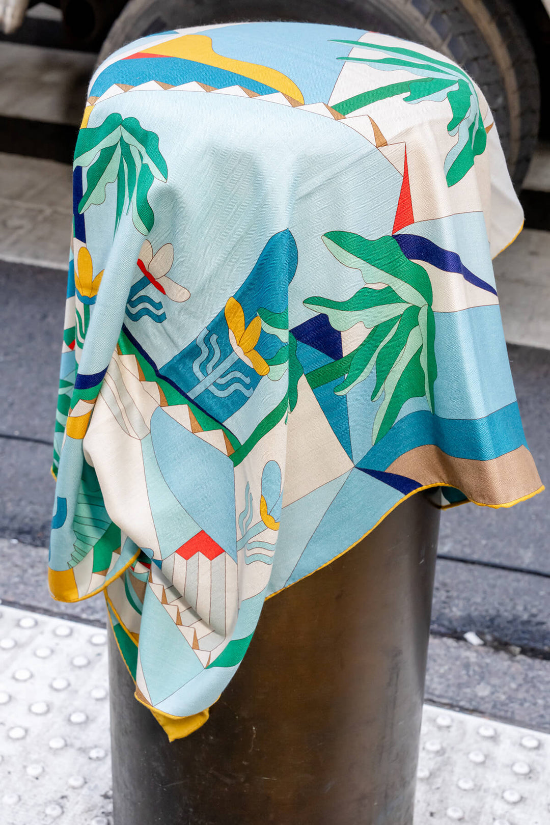 Double Sided Wool Silk Scarf Of Tropical Breeze