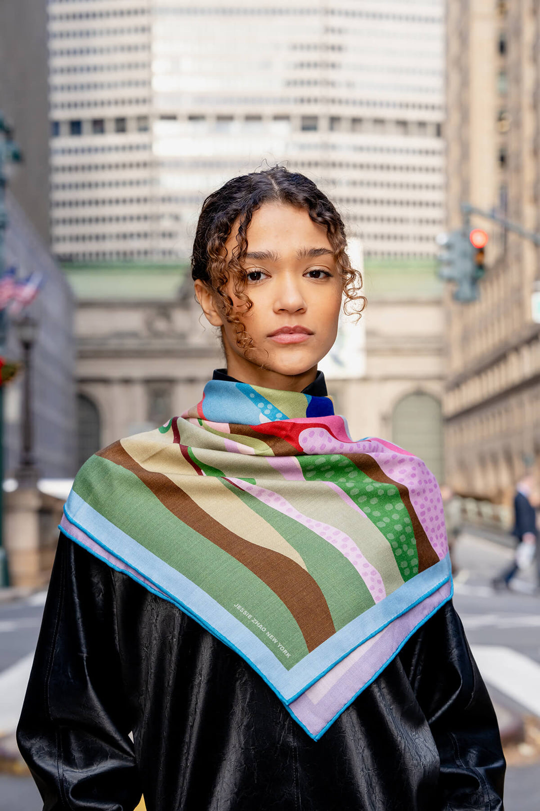 Double Sided Wool Silk Scarf Of Ocean Breeze