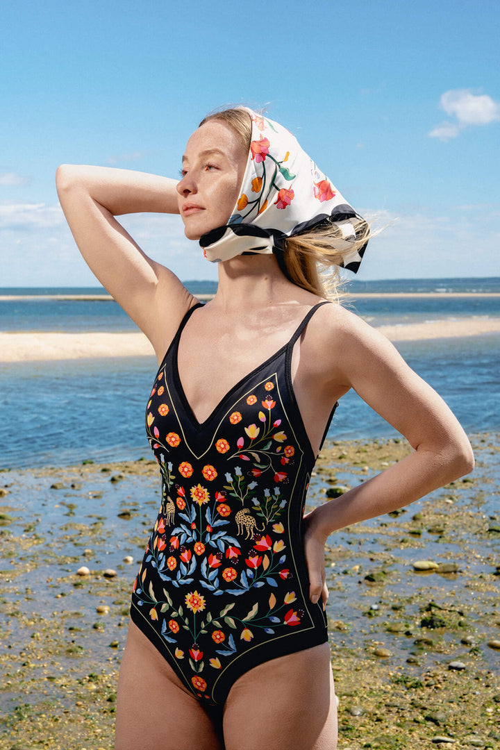 Night Imagination Reversible V-Neck One-Piece Swimsuit