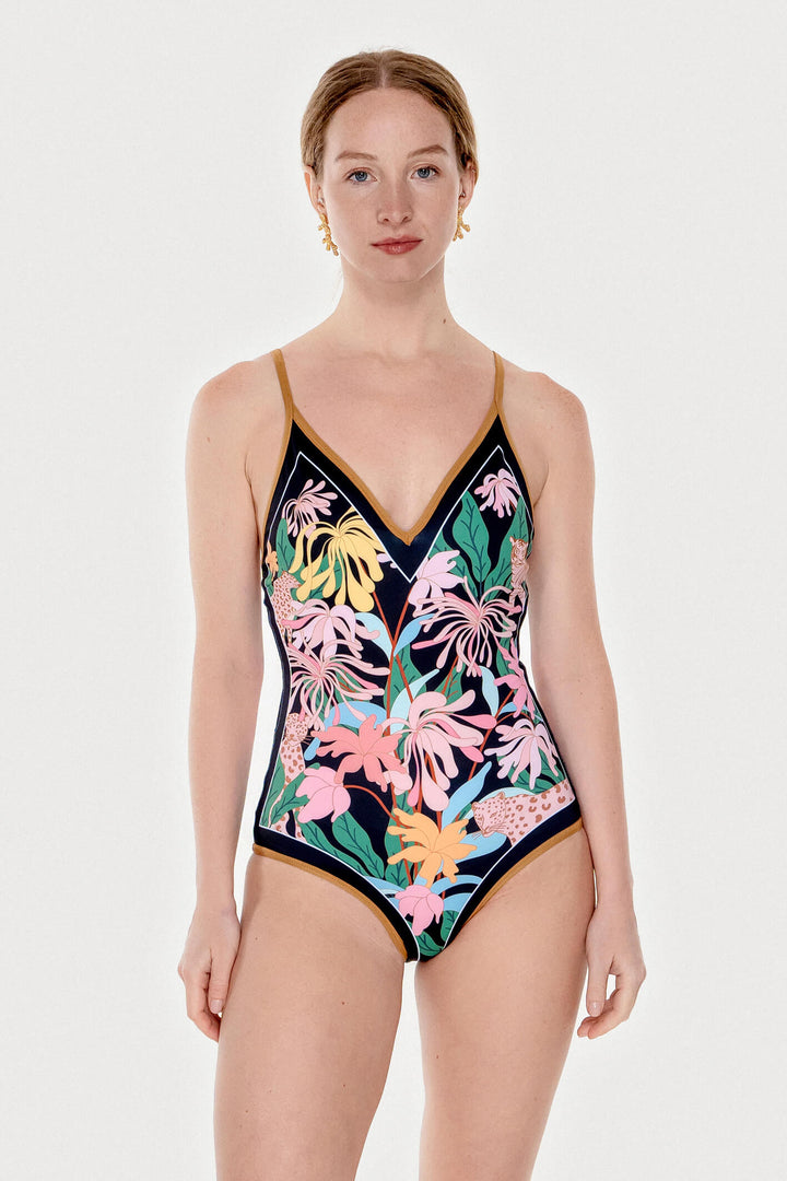 Blush Jungle Reversible V-Neck One-Piece Swimsuit