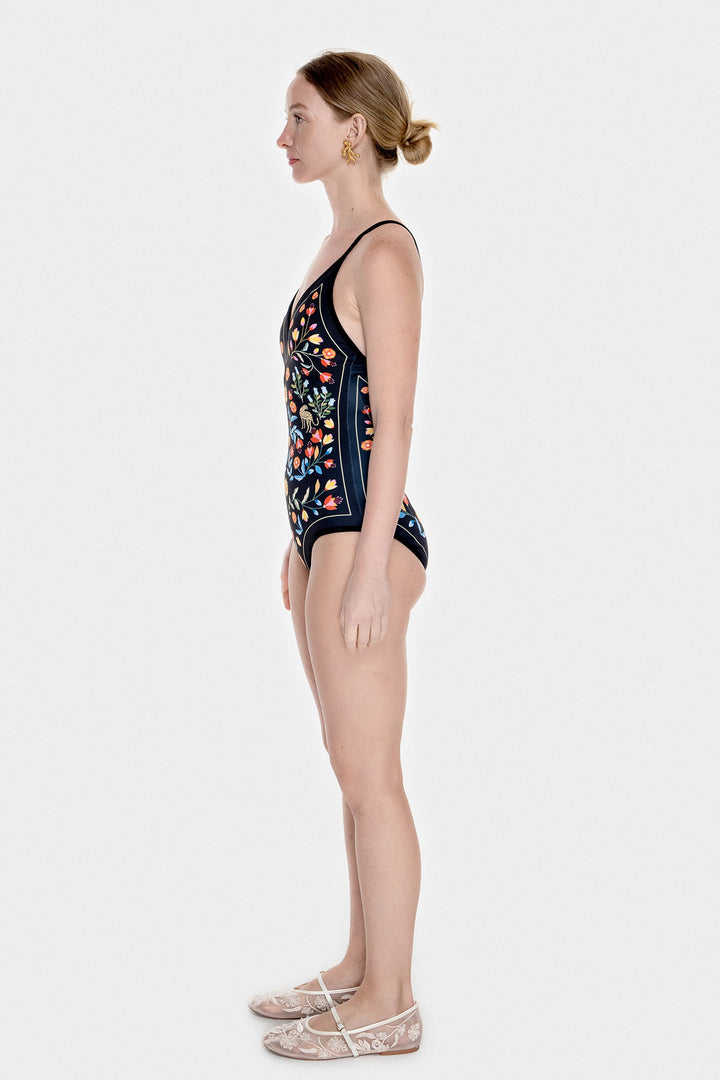 Night Imagination Reversible V-Neck One-Piece Swimsuit