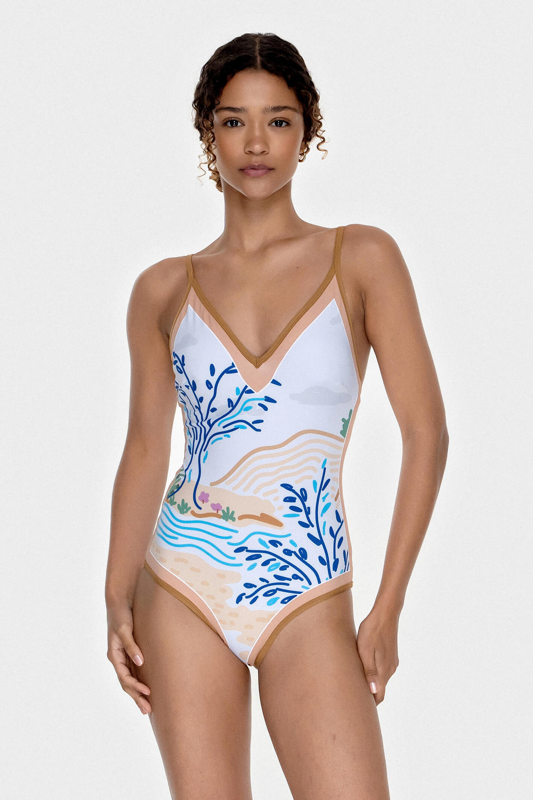 Pink Garden Reversible V-Neck One-Piece Swimsuit