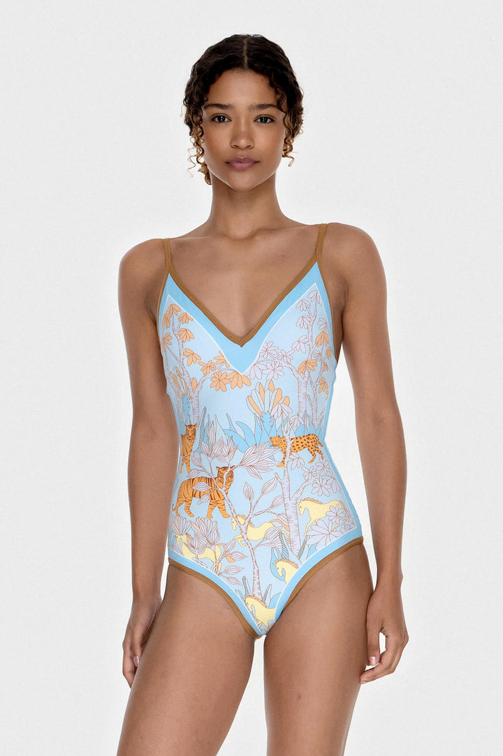 Jungle Adventure Reversible V-Neck One-Piece Swimsuit